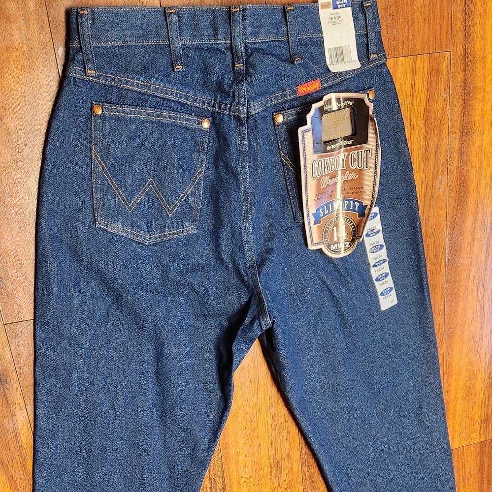 WRANGLER 14MWZG Hi Waist Slim Cowboy Cut Jeans Womens 15x34 30x34 VINTAGE NWT